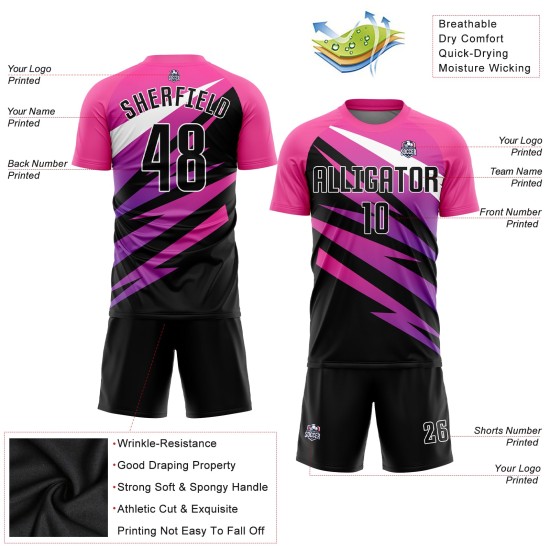 Custom Uniform Black-White Sublimation Pink Jersey Soccer