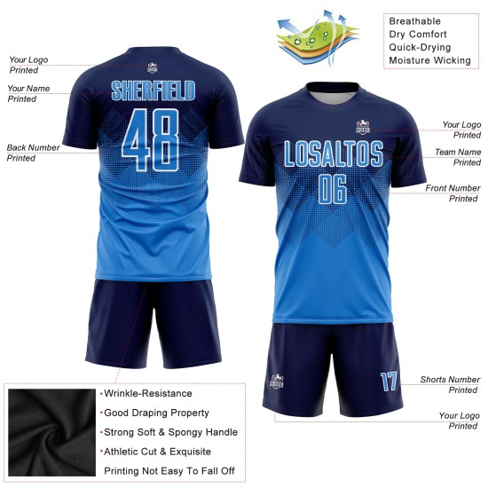 Navy Custom Sublimation Blue-White Jersey Uniform Powder Soccer
