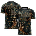 Old Sublimation Custom Tiger And Jersey Peacock Uniform Black Gold Soccer