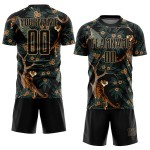 Old Sublimation Custom Tiger And Jersey Peacock Uniform Black Gold Soccer