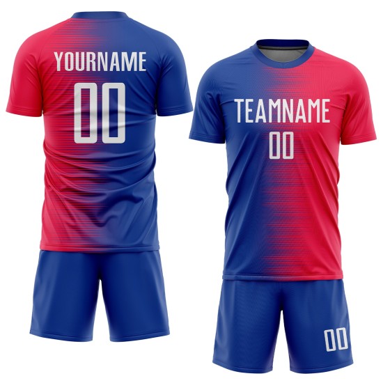 Red Sublimation Custom Uniform Jersey Soccer White-Royal