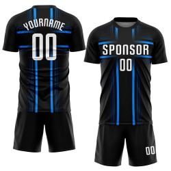 White-Light Black Uniform Jersey Blue Sublimation Custom Soccer