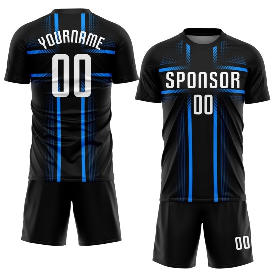 White-Light Black Uniform Jersey Blue Sublimation Custom Soccer