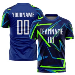 Soccer Sublimation White-Neon Custom Green Uniform Jersey Royal