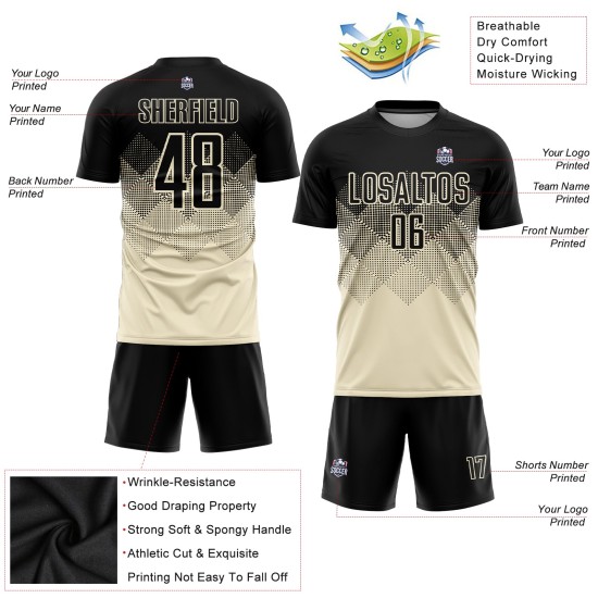 Soccer Sublimation Uniform Jersey Custom Cream Black