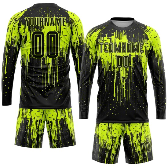 Jersey Sublimation Neon Green Uniform Custom Black Soccer