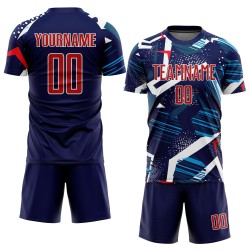 Soccer Navy Uniform Custom Sublimation Jersey Red-White