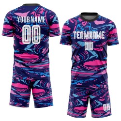Figure Sublimation Uniform Soccer Custom White-Pink Jersey
