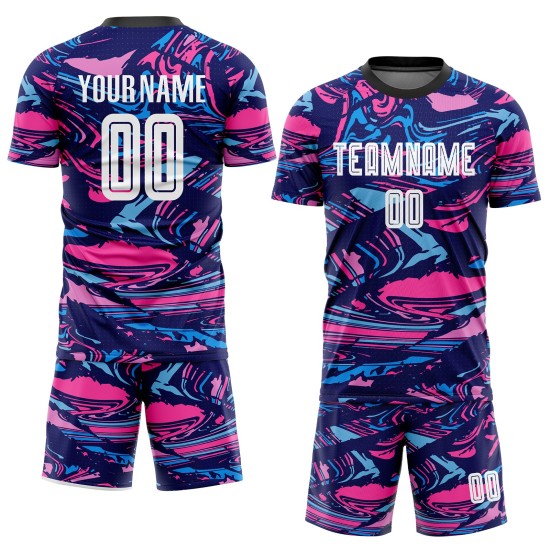 Figure Sublimation Uniform Soccer Custom White-Pink Jersey