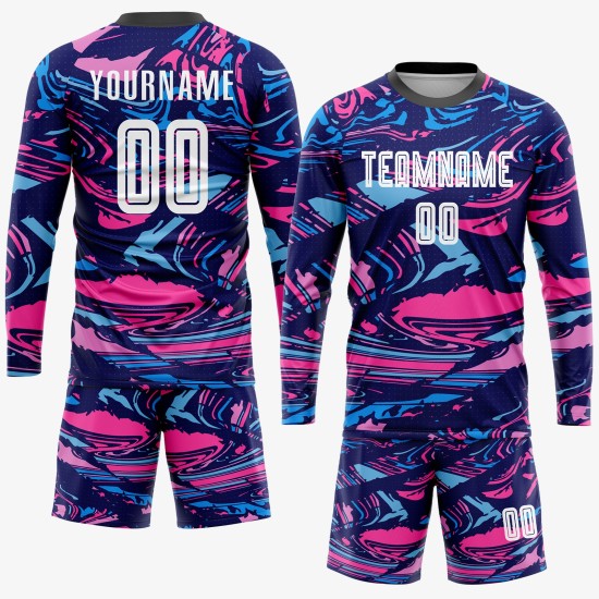 Figure Sublimation Uniform Soccer Custom White-Pink Jersey