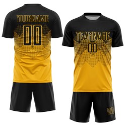 Custom Sublimation Uniform Black Gold Soccer Jersey