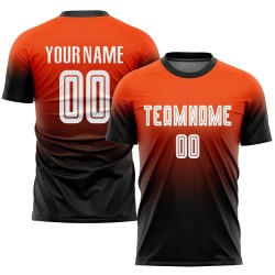 Jersey Orange Uniform Fade Sublimation Custom Fashion Soccer White-Black