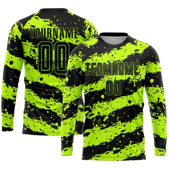 Jersey Green Neon Soccer Custom Uniform Black Sublimation