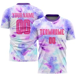 Sublimation Uniform Custom Jersey Tie Soccer Pink-Purple Dye