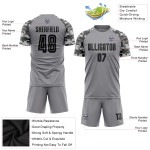 Custom Soccer Sublimation Black-Camo Uniform Jersey Gray