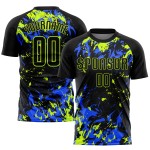 Black Jersey Green-Royal Soccer Neon Uniform Sublimation Custom Black