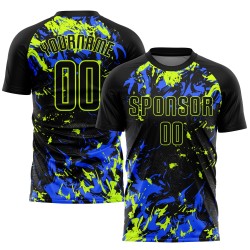 Black Jersey Green-Royal Soccer Neon Uniform Sublimation Custom Black