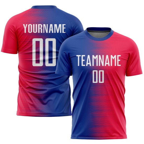 Red Sublimation Custom Uniform Jersey Soccer White-Royal