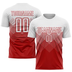 White Red Jersey Uniform Custom Soccer Sublimation