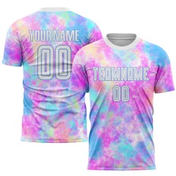 Dye Blue Soccer Tie Sublimation White-Light Uniform Custom Jersey