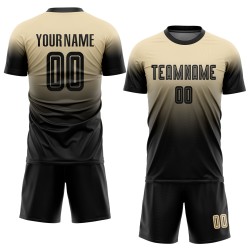 Black Jersey Custom Uniform Fade Fashion Soccer Cream Sublimation