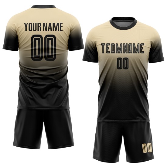 Black Jersey Custom Uniform Fade Fashion Soccer Cream Sublimation
