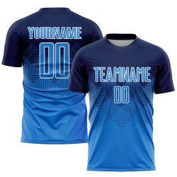 Navy Custom Sublimation Blue-White Jersey Uniform Powder Soccer