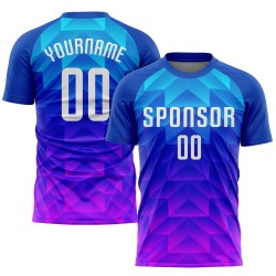 Jersey White Pink Light Royal Soccer Uniform Blue-Hot Sublimation Custom