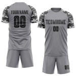 Custom Soccer Sublimation Black-Camo Uniform Jersey Gray
