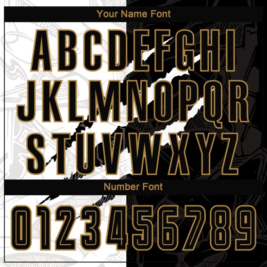 Jersey Soccer Graffiti Black-Old Scratch Sublimation Gold Pattern Uniform Custom