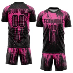 Pink Black Sublimation Custom Soccer Uniform Jersey