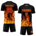 Custom Jersey Sublimation Soccer Uniform Flame Red-Gold Black