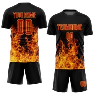 Custom Jersey Sublimation Soccer Uniform Flame Red-Gold Black