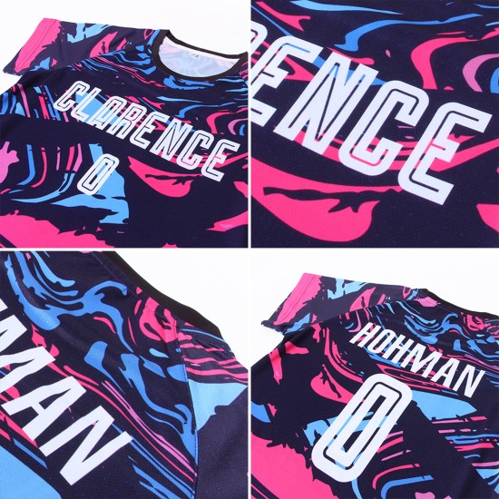 Figure Sublimation Uniform Soccer Custom White-Pink Jersey