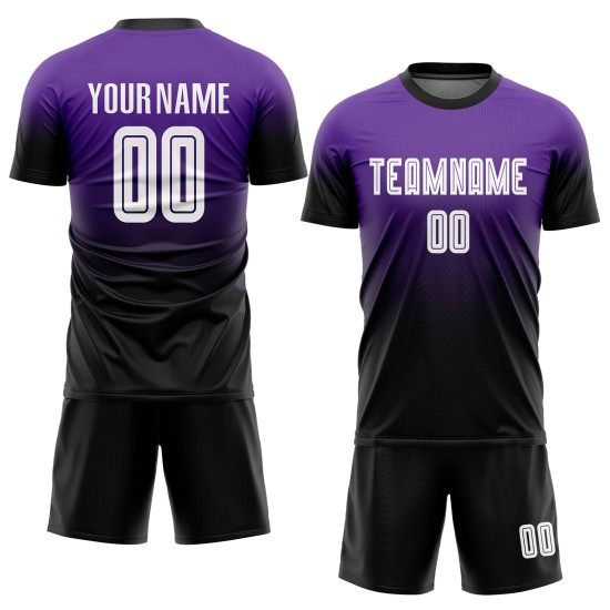 Sublimation Jersey Uniform Purple Fade White-Black Soccer Custom Fashion Sublimation Jersey Uniform Purple Fade White-Black Soccer Custom Fashion