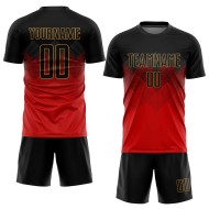 Custom Red Sublimation Uniform Jersey Gold Soccer Black-Old