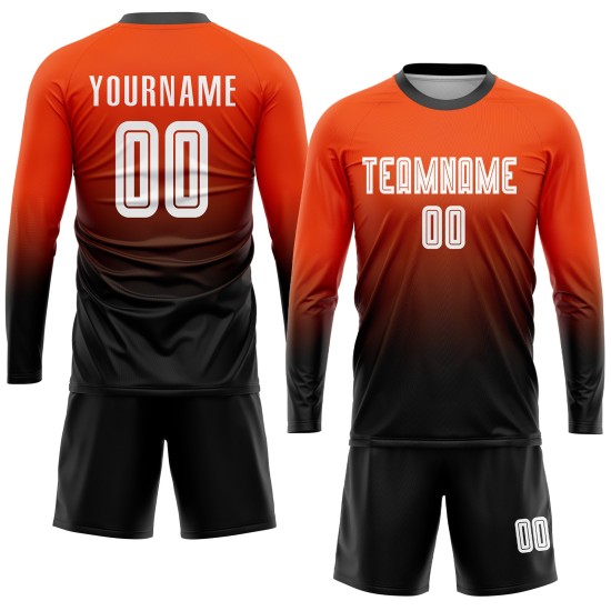 Jersey Orange Uniform Fade Sublimation Custom Fashion Soccer White-Black