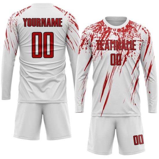 White Red-Black Jersey Uniform Sublimation Soccer Custom