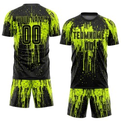 Jersey Sublimation Neon Green Uniform Custom Black Soccer