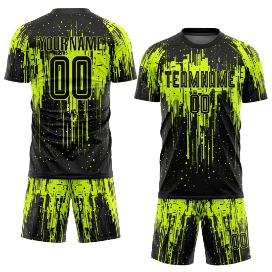 Jersey Sublimation Neon Green Uniform Custom Black Soccer