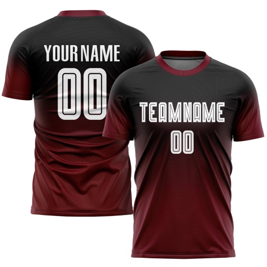 Fade Uniform Sublimation White-Crimson Jersey Black Custom Fashion Soccer