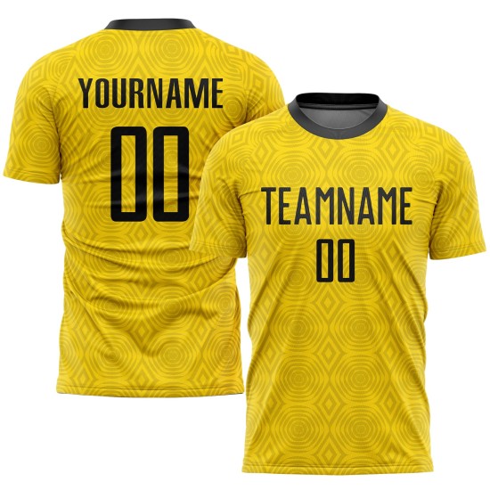 Gold Uniform Jersey Sublimation Custom Black Soccer