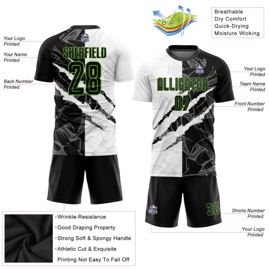 Uniform Sublimation Jersey Pattern Soccer Green Custom Black-Neon Graffiti Scratch