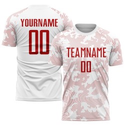 White Jersey Red Sublimation Uniform Custom Soccer