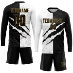 Jersey Soccer Graffiti Black-Old Scratch Sublimation Gold Pattern Uniform Custom